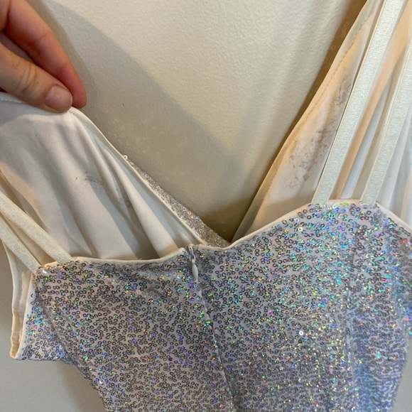 Grace Karin Sparkling Sequins Silver Party Cocktail Dress Medium - Picture 7 of 7